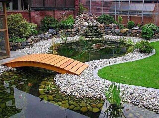 庭院,院子,设计,鱼池,小桥流水