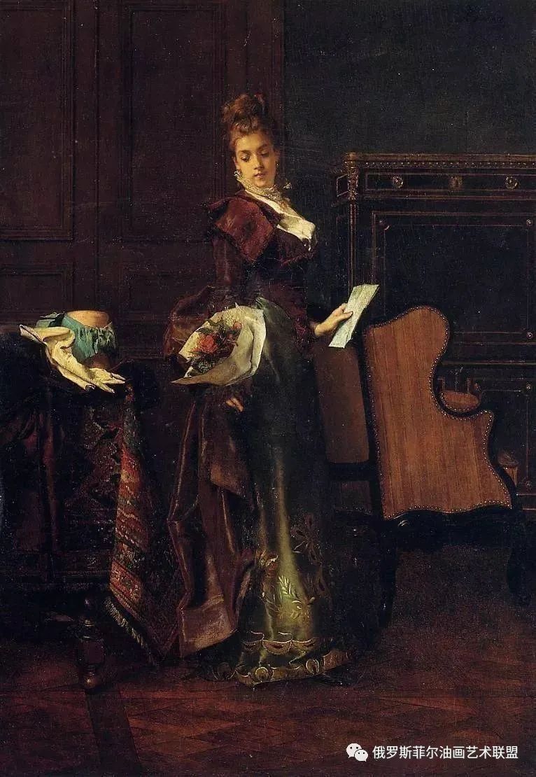 比利时画家阿尔弗雷德·埃米尔·史蒂文斯女性人物油画作品欣赏