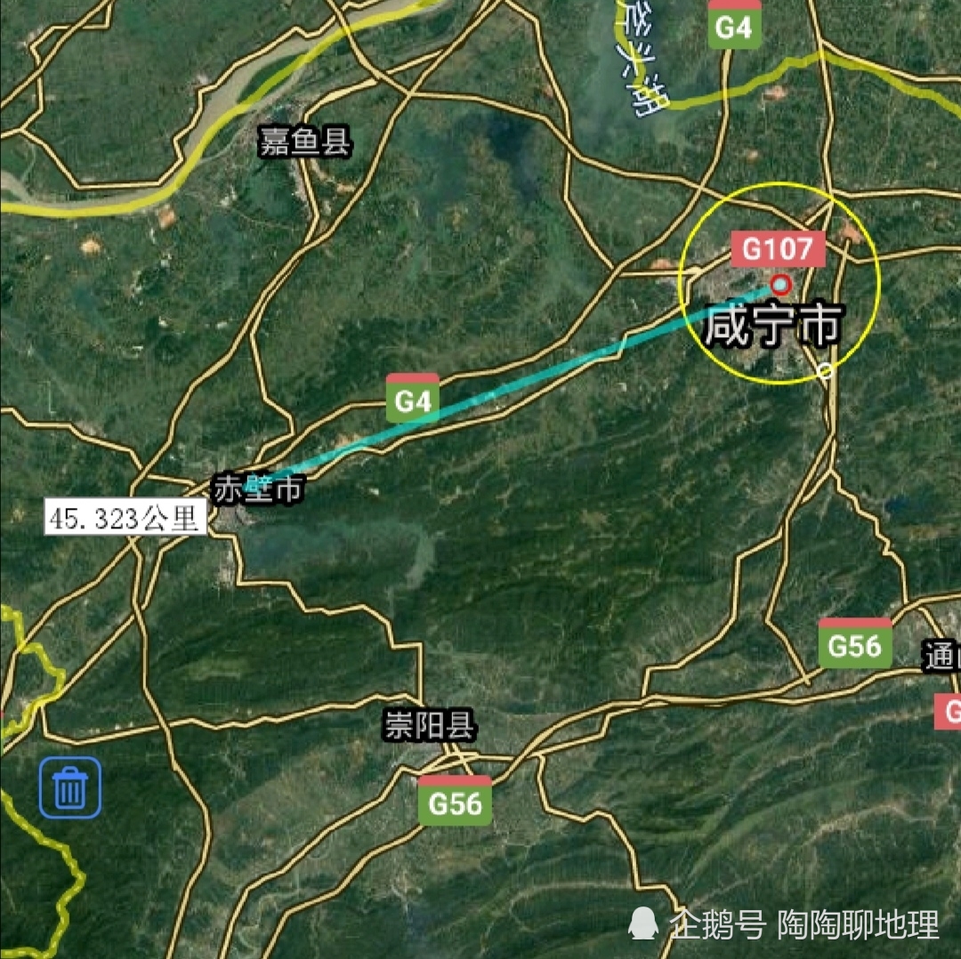 咸宁市各地至市区直线距离,通山县最近,通城县最远,了解一下?