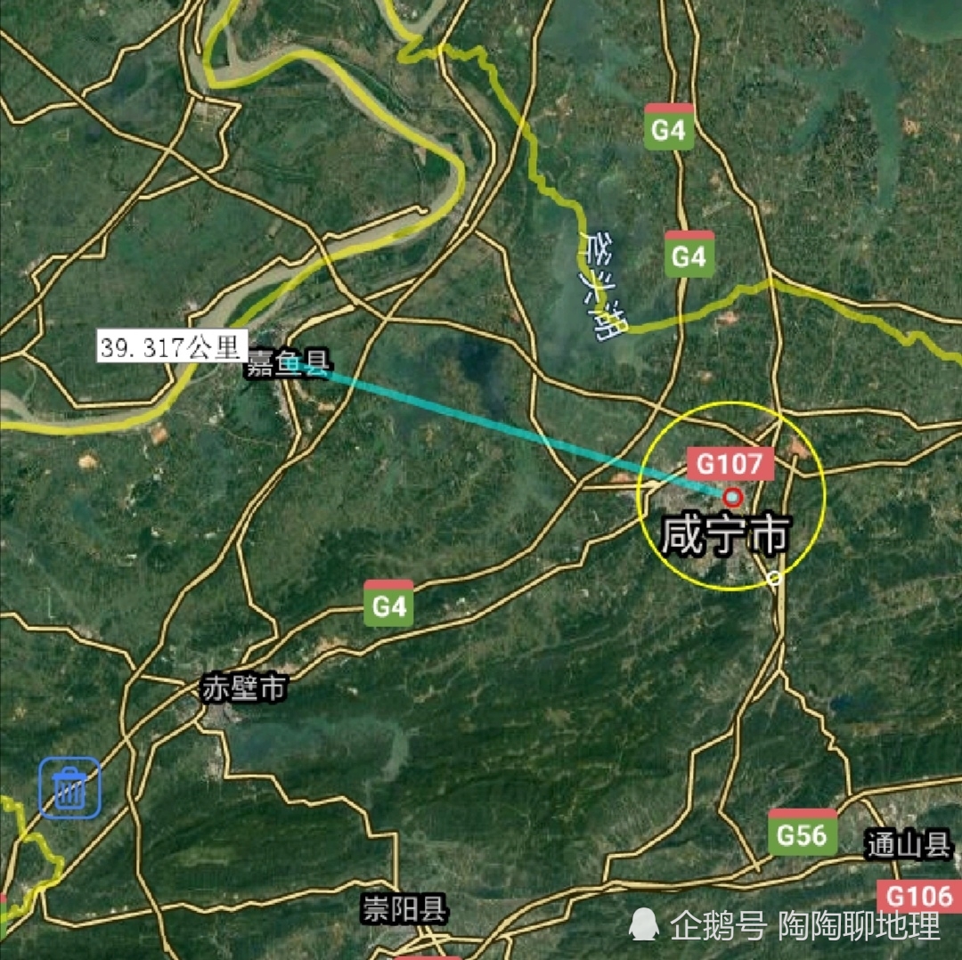 咸宁市各地至市区直线距离,通山县最近,通城县最远,了解一下?