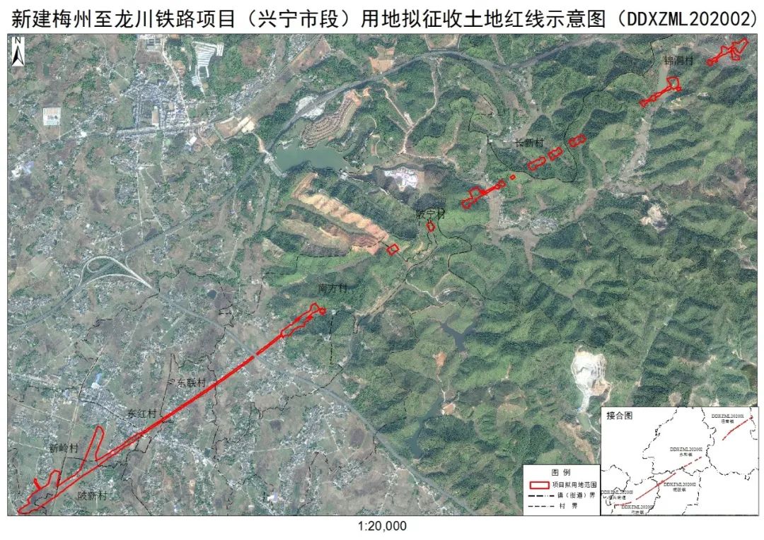 梅龙高铁征地红线图公布,征地范围涉及兴宁21个村!