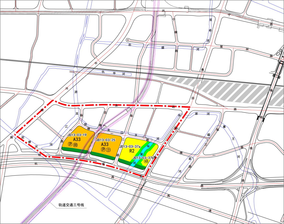 55公顷; jd13-03-25地块:东至规划道路,南至环城南路,西至百隆街,北至