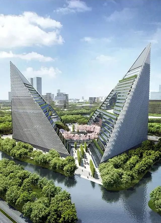 这座螺旋形的大厦有32层,高150米,由nbbj建筑咨询公司设计.