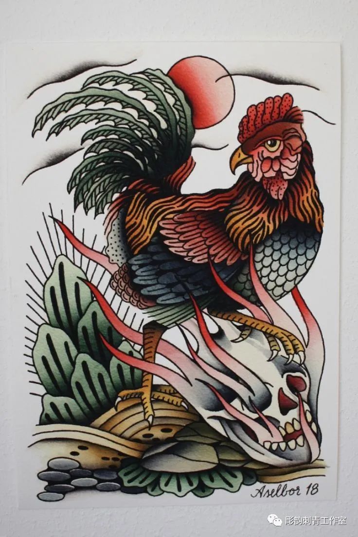 《生肖》——公鸡小鸡纹身刺青手稿