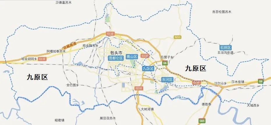 很早以前叫郊区 在2008年行政区划调整前 九原区"包围"包头城区 相比"