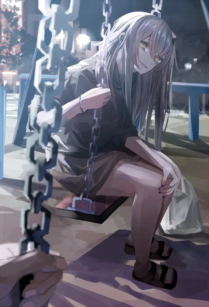动漫美图壁纸:冰冷色调,酷酷的少女