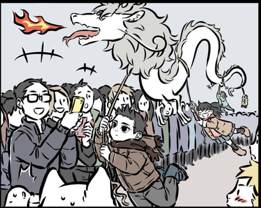 非人哉:九月等人参加新年庙会,没想到看到哪吒和精卫两人在舞龙?