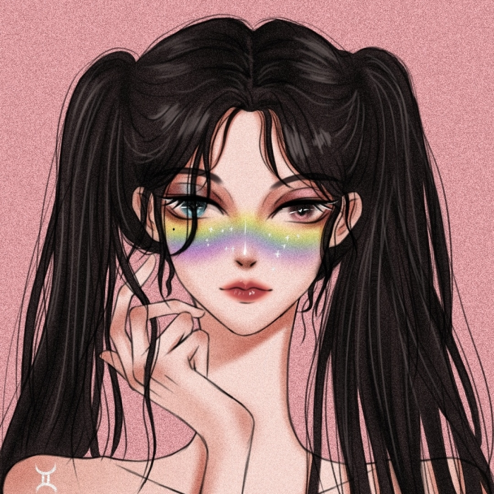 超酷黑暗系手绘女生头像