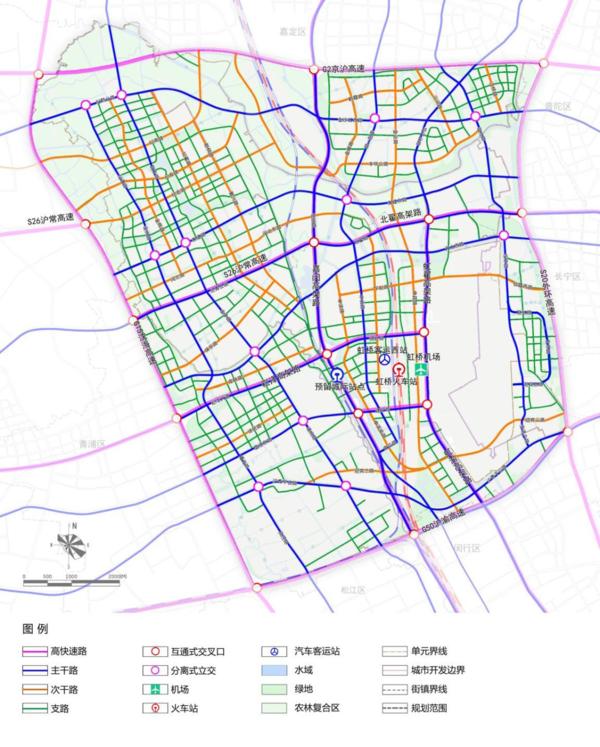 图表4:道路系统规划图 1)首先,他们先给大虹桥商务区4个分目标:国际