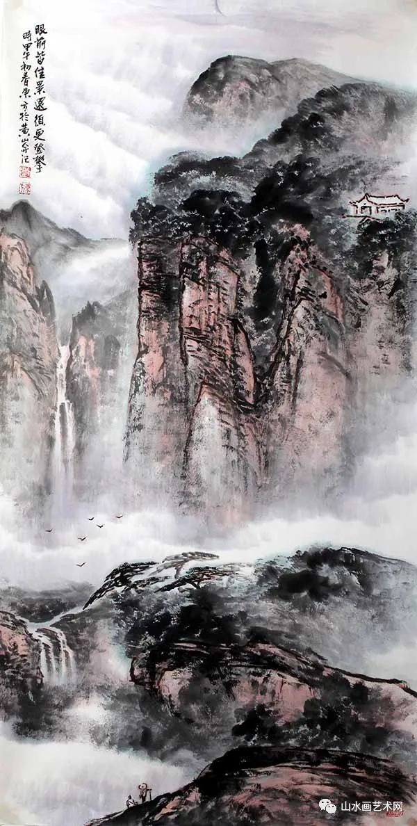刘东方山水画作品:古寺清幽(四尺竖2014年春)