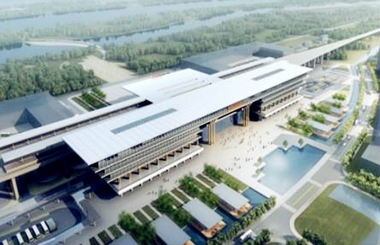 扬州将要建成的一座高铁站,规模为2台6线,建筑面积2.