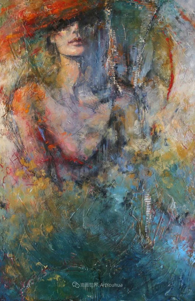 构图,绘画,伊芙琳,油画,画布