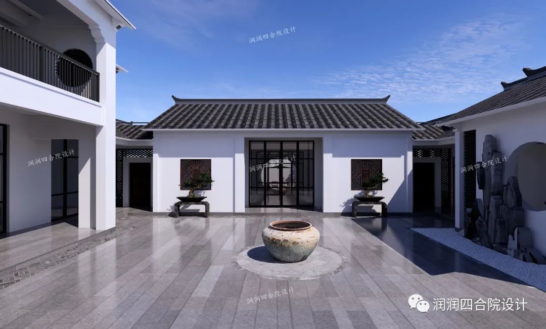 广东河源客家大宅现代中式两进四合院办公自住两用——润润四合院设计