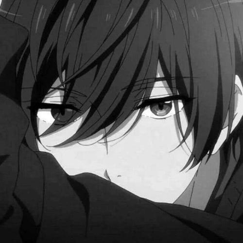 黑白男生动漫头像,微丧