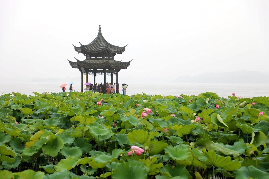 梅雨季节,杭州游客雨中游玩西湖,体验不一样的感觉