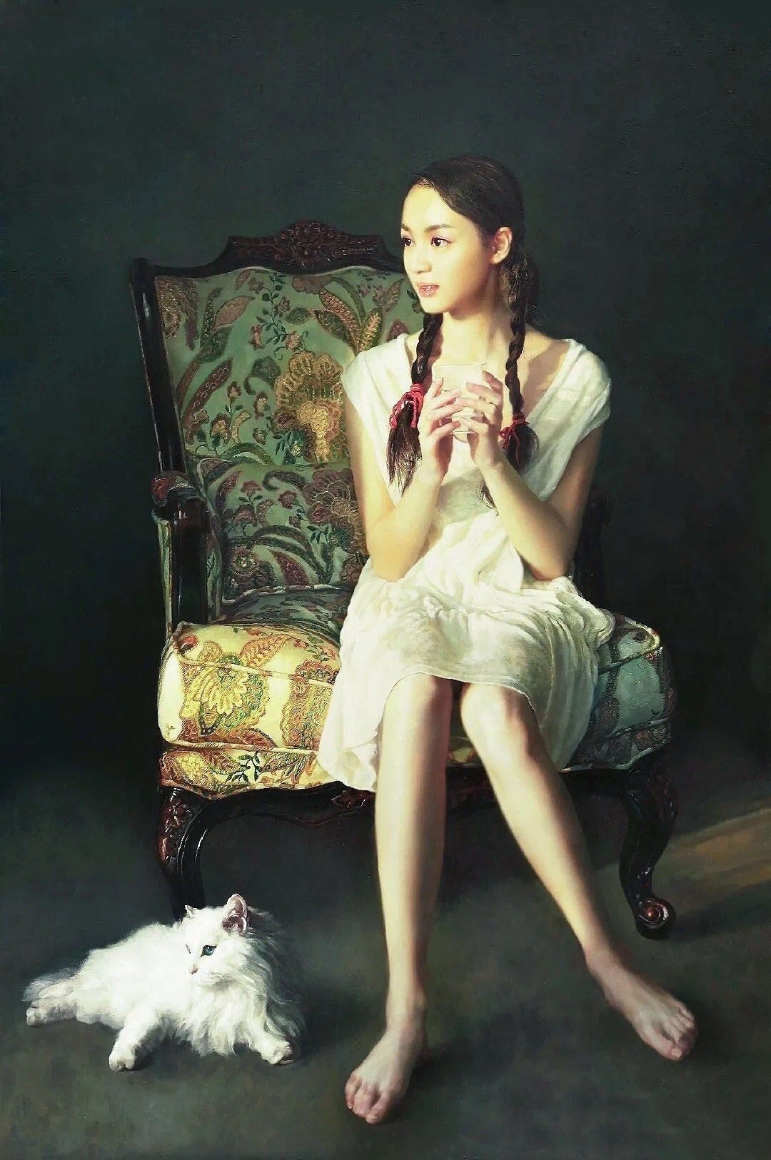 中国画家李鸣鸣的少女写实油画作品