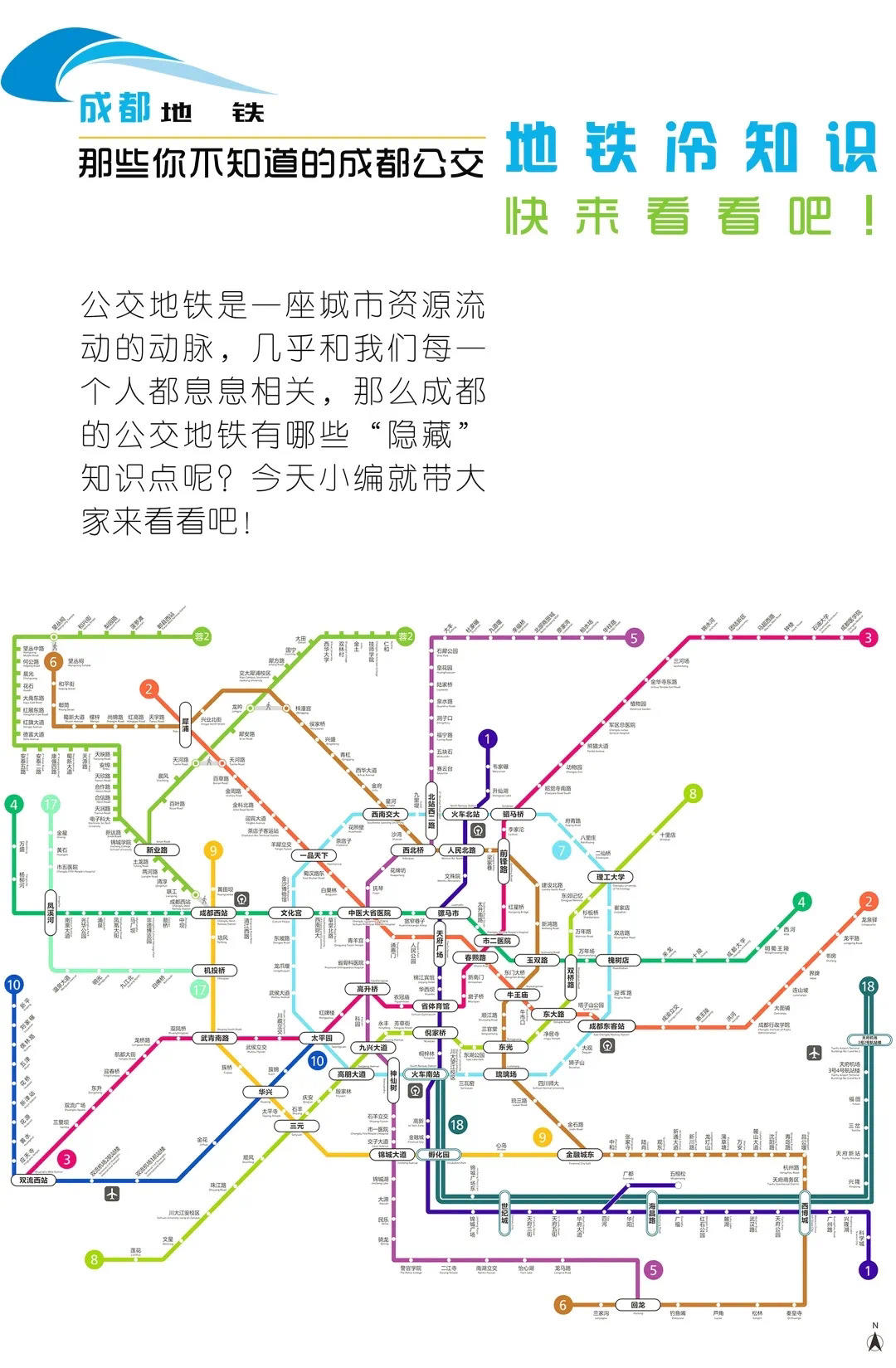 画了一些地铁公交线路图,给大家说说成都地铁公交的冷知识