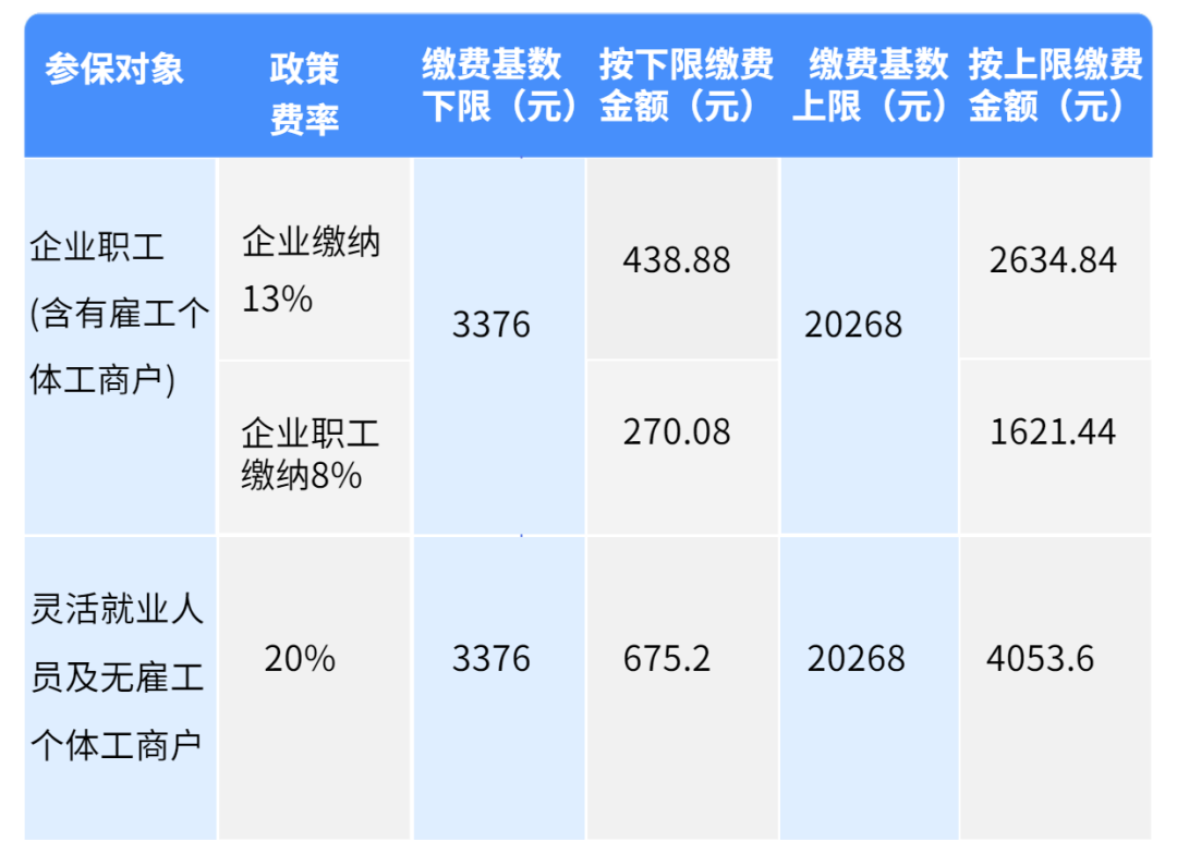 企业职工基本养老保险 缴费基数情况表