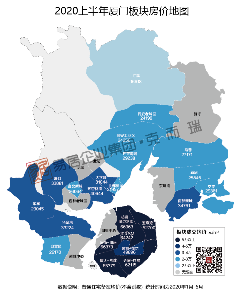 厦门2020年上半年房价地图出炉:附全市楼盘成交详情