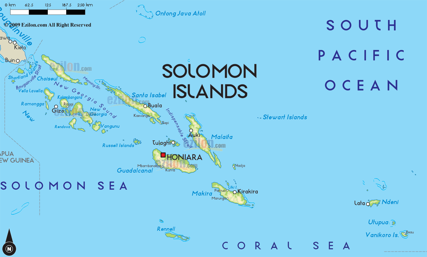所罗门群岛(solomon islands)地图