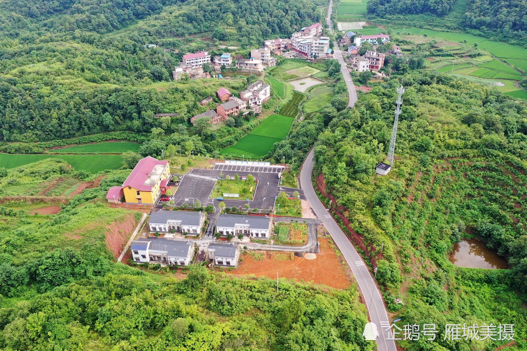 航拍湖南祁东美丽乡村——鸟江镇金槐村,七月流火,田园风光如画