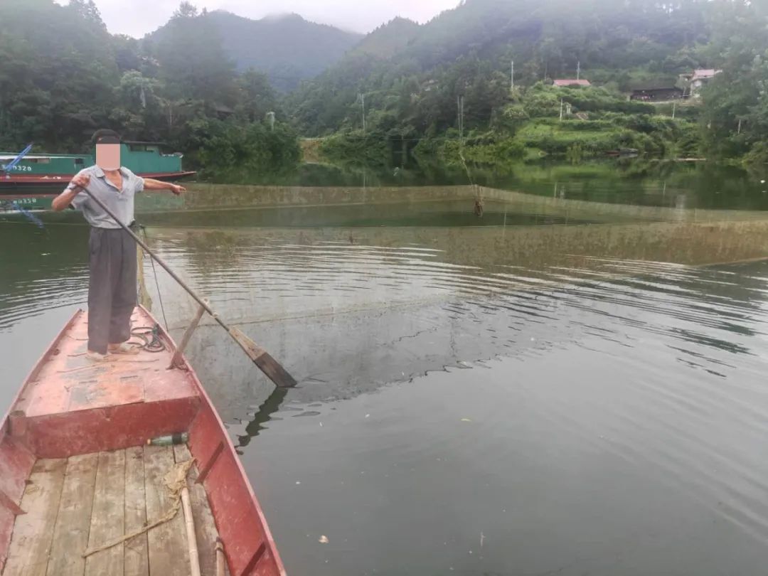 嫌疑人指认捕捞的渔获物