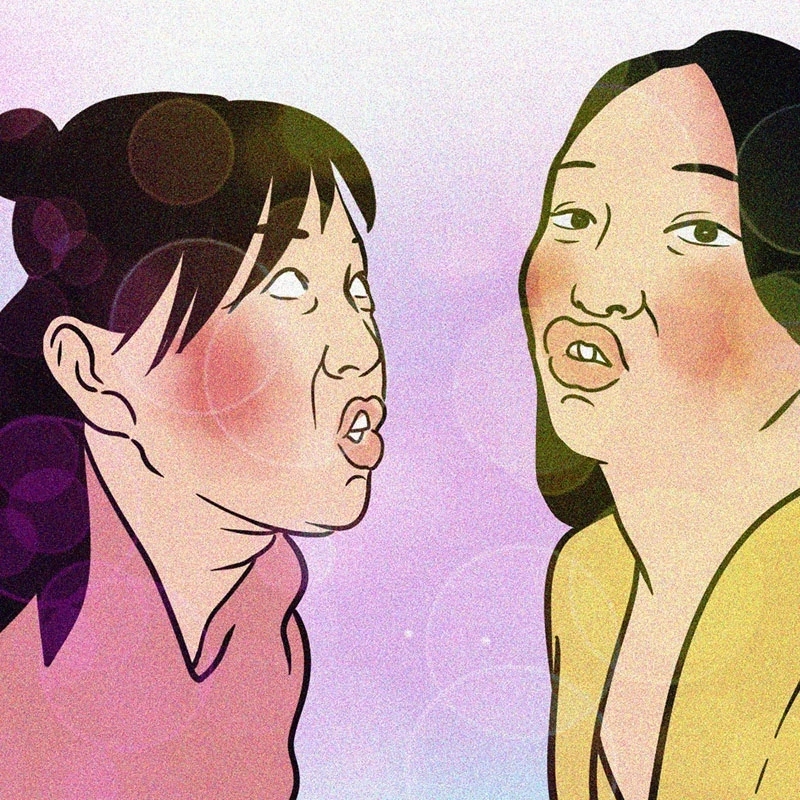 背景的 互拍带互动的 全身情景表演的 简单入门款 有时,女孩们拍照