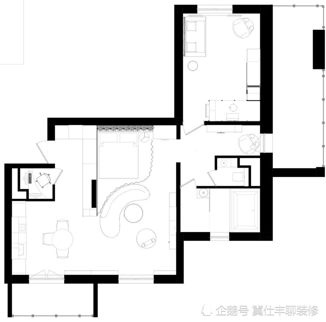 把储藏间当作书房,把走廊当作儿童房阅读区,把卧室留给儿童房,还有两