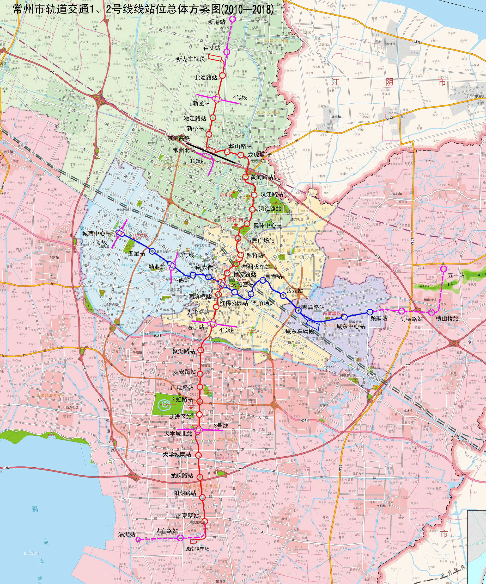 常州地铁:运营线路1条,在建线路1条,拟建线路12条