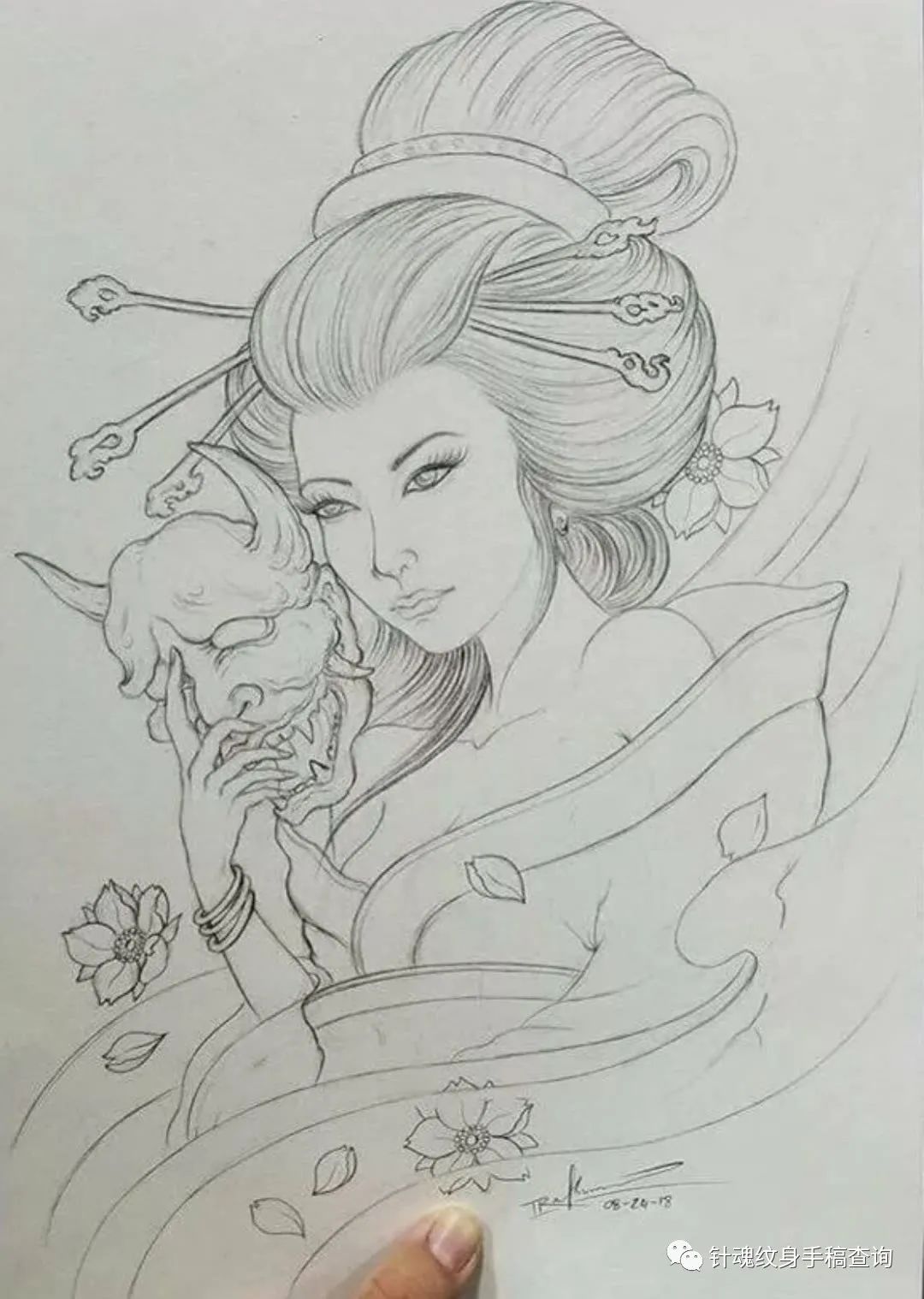 半臂纹身手稿 纹身手稿 半臂