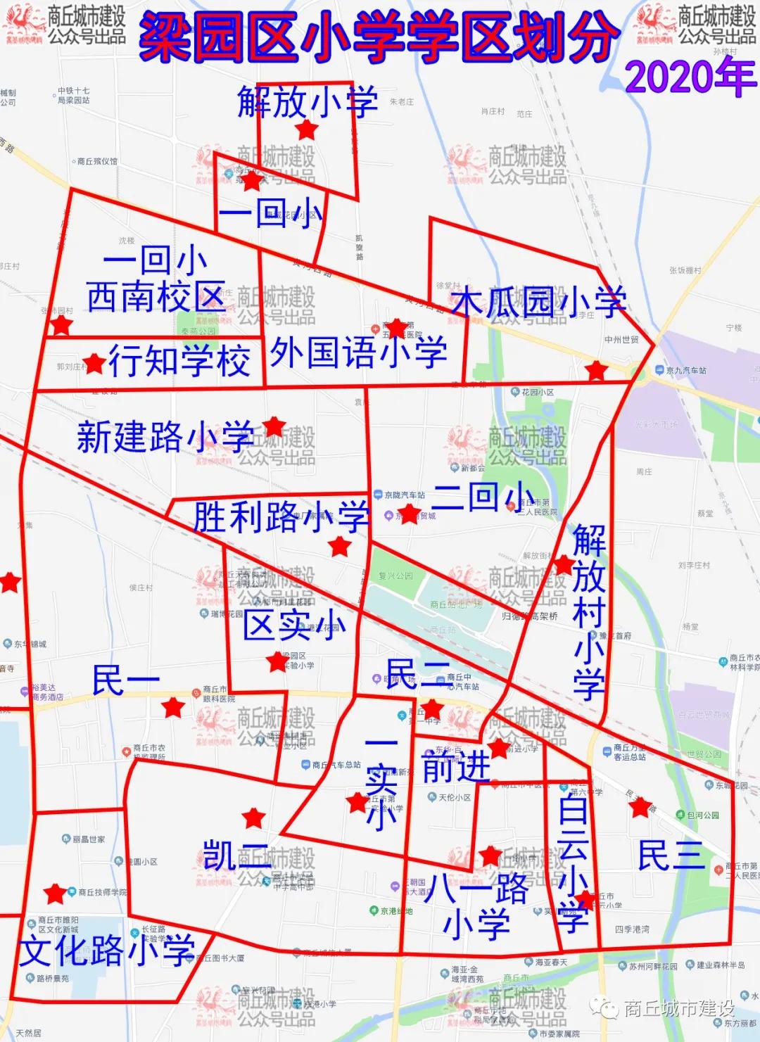 商丘市,梁园区,义务教育学校,学区划分