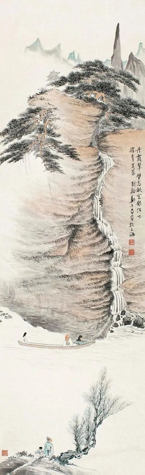 【艺术世界】他的山水画构图层层叠叠山峦叠嶂万木向荣,溪山行旅远帆