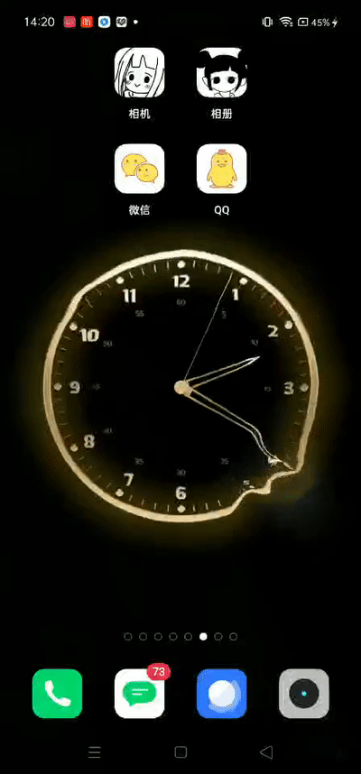 把一个时钟做成我们的手机壁纸,同时还有水波纹特效,效果如下图所示