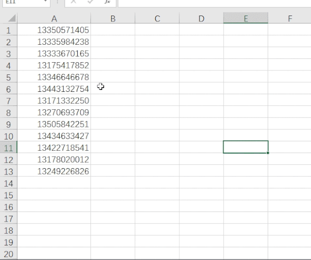 源旁边将手机号码复制一份,然后按快捷键ctrl e即可快速提取电话号码