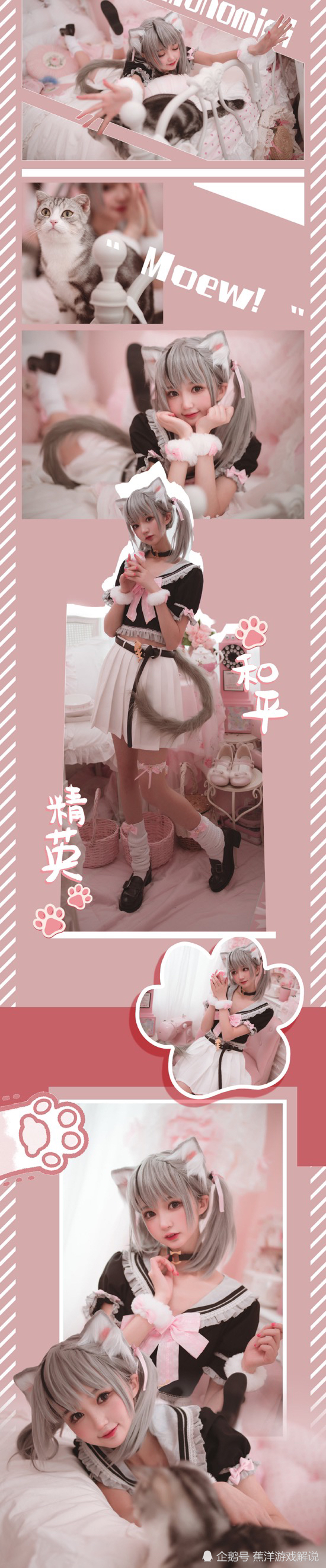 蕉洋和平精英猫咪驾到套装之软萌银虎cosplay秀