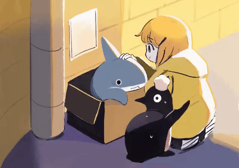 当美少女遇上流浪鲨推特博主绘制温馨日常你喜欢鲨鱼吗