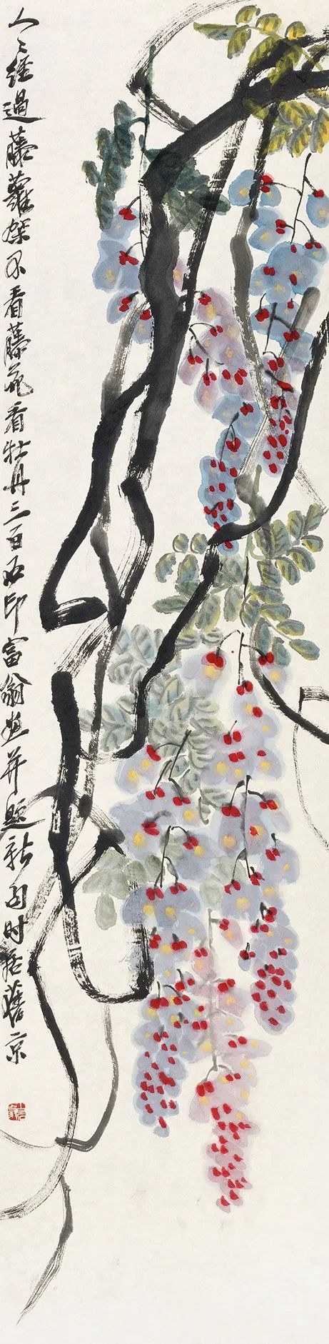 齐白石 红蓼 134cm×33.5cm 北京画院藏