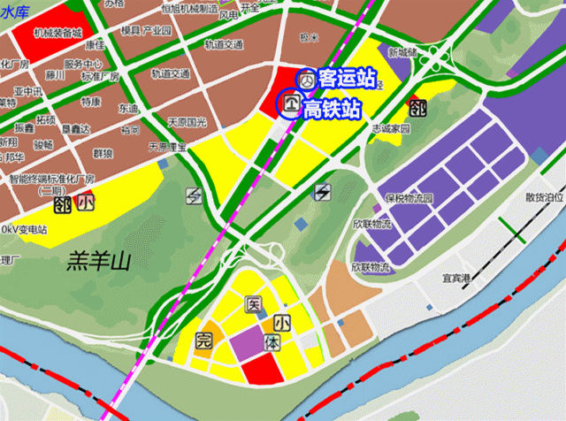 高铁因临港长江大桥为从而形成城市快速过境通道连接盐坪坝长江大桥