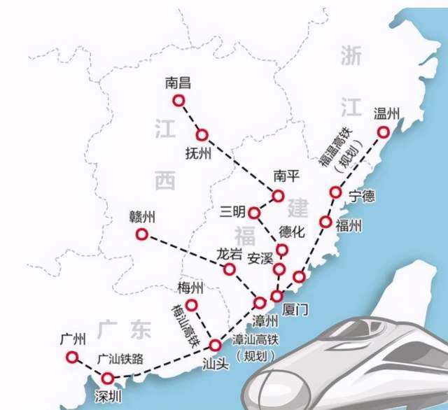 渝长厦高铁连接海峡西岸,中南,西南地区,贯通海峡西岸