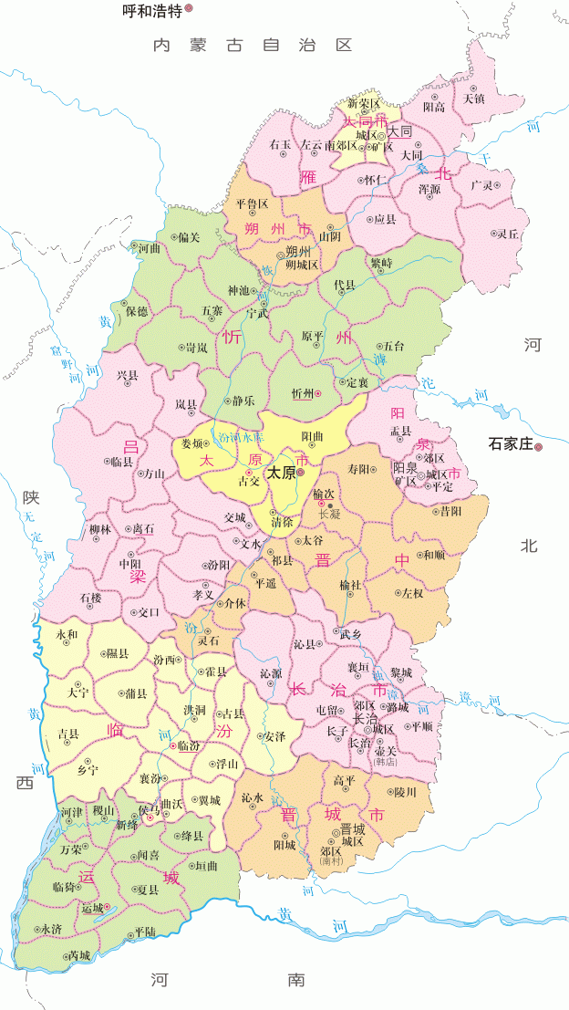 地图系列建国后我国行政区划沿革山西
