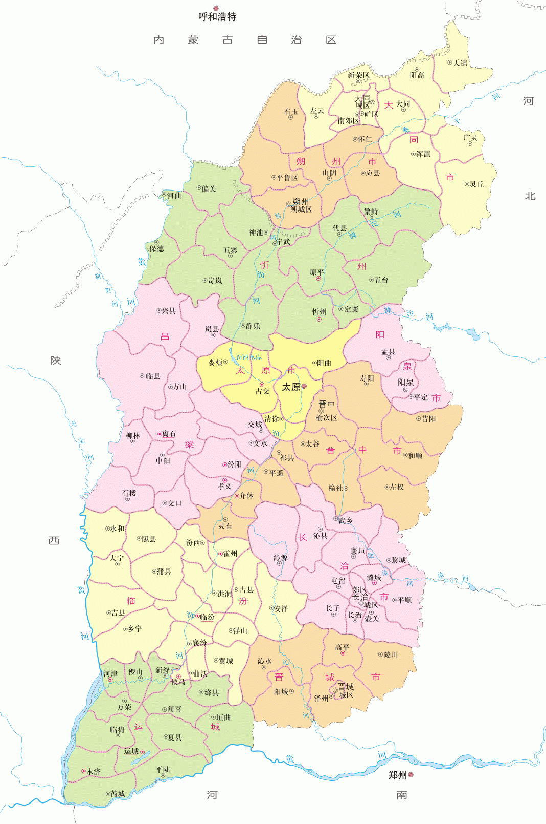 地图系列建国后我国行政区划沿革山西