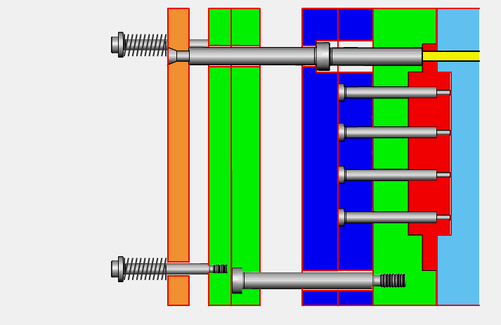 单推板二次推出机构-弹簧式:剪切式切断浇口:侧向分型-干涉:热流道