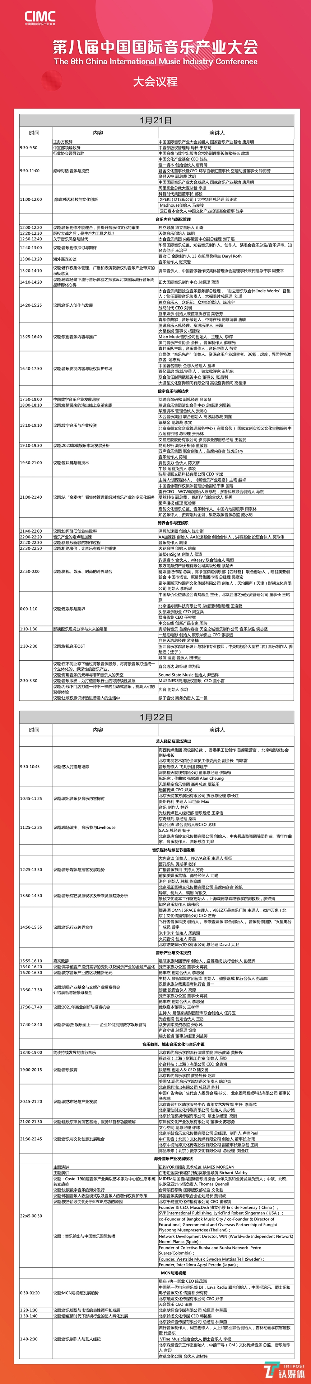 第八届中国国际音乐产业大会21日开幕,大会议程及嘉宾阵容全面曝光_腾