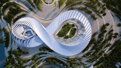 图书馆,共享空间设计方案中的珠海市文化艺术中心"莫比乌斯环"建筑)