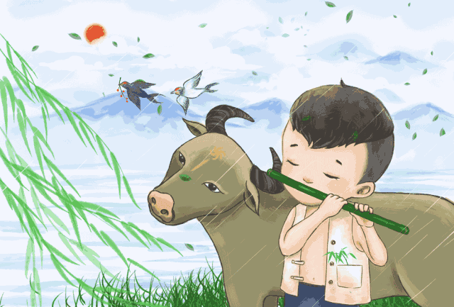 清明时节雨纷纷,路上行人欲断魂.借问酒家何处有,牧童遥指杏花村.