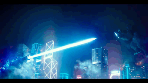 口中喷出的蓝色火焰状光束……这怪兽不是别人,居然是一台机械哥斯拉!