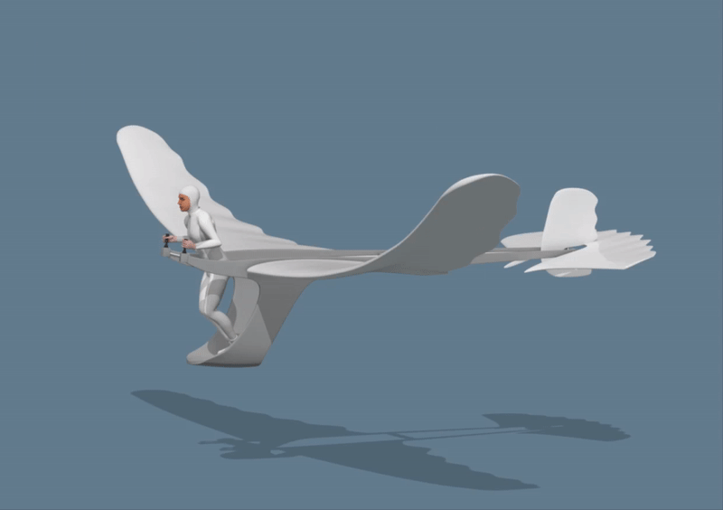 这飞行器能让人像鸟一样飞起来 带扇翅膀的那种