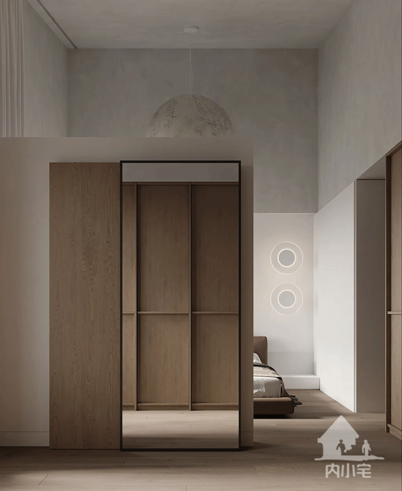 121㎡两居室loft卧室用隔断墙做衣柜美观又实用