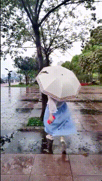 搞笑图片:本来想拍一张美美的背影照,没想到下雨天太滑,翻车了