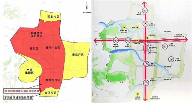 将安阳县(示范区)核心区域纳入市区中心城区统一规划,推进东拓,西优